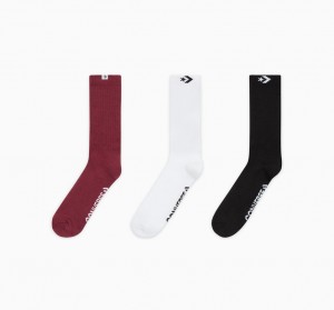 Converse 3-Pack Star Chevron Woven Loop Crew Socks Rojas Blancas Negras | 087-ZOGAEB