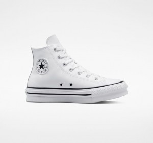 Converse Chuck Taylor All Star Lift Plataforma Cuero Blancas Negras | 021-YADCUN