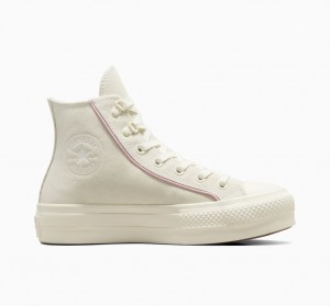 Converse Chuck Taylor All Star Lift Plataforma Gamuza Egret / Phantom Violet / Egret | 398-BOERID