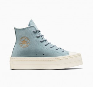 Converse Chuck Taylor All Star Modern Lift Plataforma Gamuza Azules | 796-NSRPGK