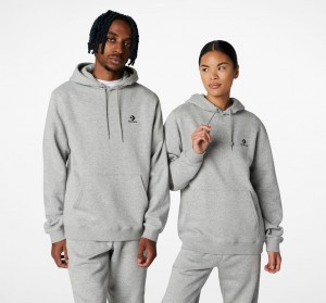 Converse Converse Go-To Embroidered Star Chevron Standard-Fit Fleece Hoodie Gris | 548-EOWBPN