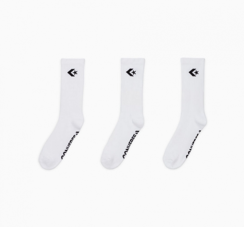 Converse 3-Pack Embroidered Crew Socks Blancas | 691-WHKATP