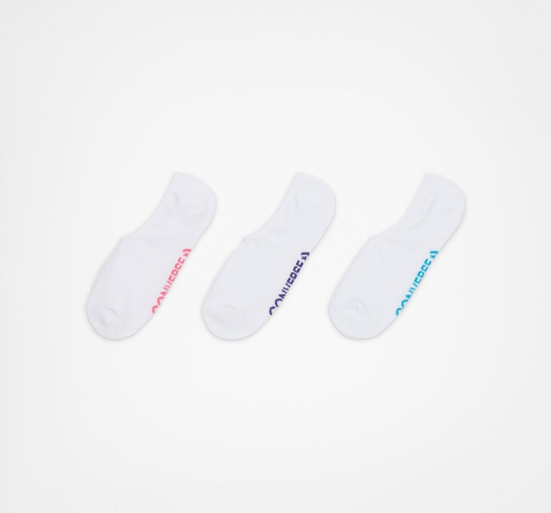 Converse 3-Pack Wordmark Cushion No-Show Socks Blancas | 738-PDREAC