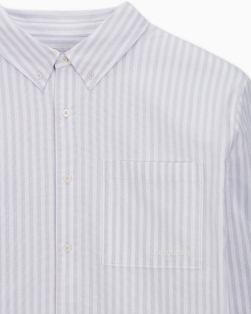 Converse A Rayas Oxford Button-Up Shirt Vapor Violet Stripe | 385-MBWEZL