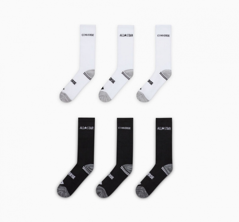 Converse All Star 6-Pack Crew Socks Blancas Negras | 374-TYKAEG