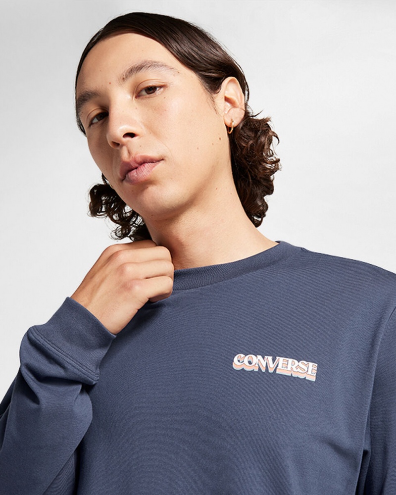 Converse All Star Invierno Chill Long-Sleeve T-Shirt Azules | 485-MRSLQC