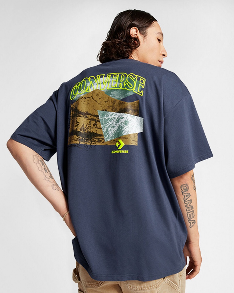 Converse All Star Mountain Remix T-Shirt Azules | 265-BSELMJ