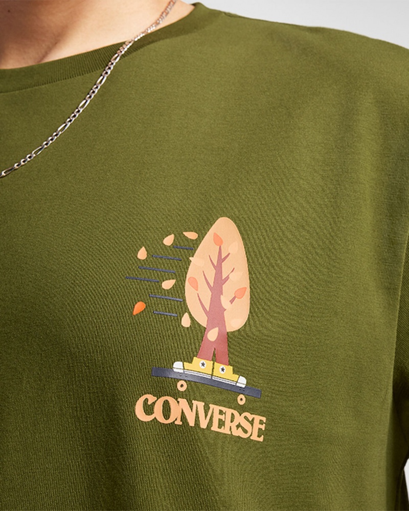 Converse All Star Tree T-shirt Verde | 704-BGLUIQ