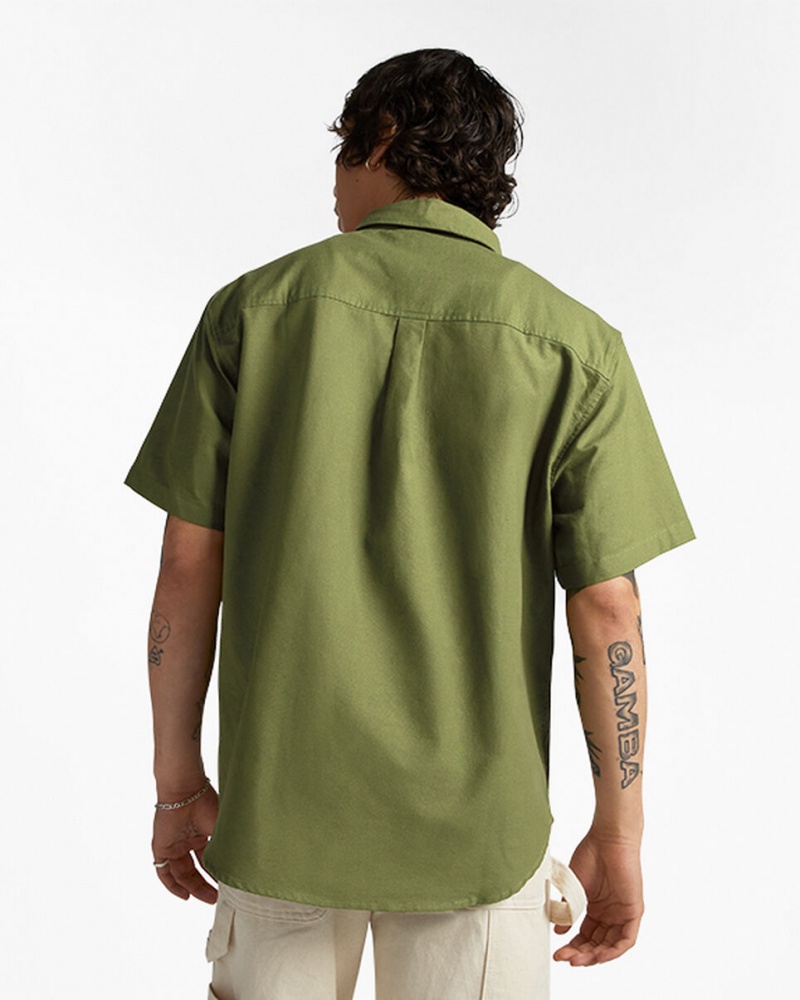 Converse Basic Woven Corta Sleeve Shirt Verde | 958-LIJZDF