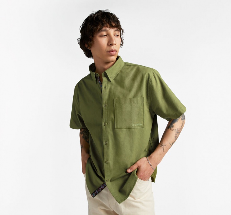 Converse Basic Woven Corta Sleeve Shirt Verde | 958-LIJZDF