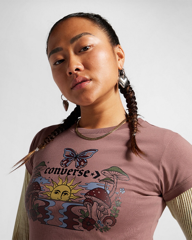 Converse Blooming Skate T-Shirt Saddle | 824-GHISXR