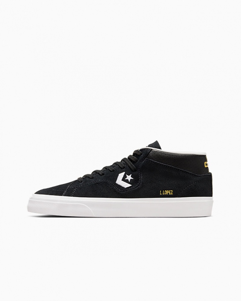 Converse CONS Louie Lopez Pro Mid Negras Negras Blancas | 930-AITVXG