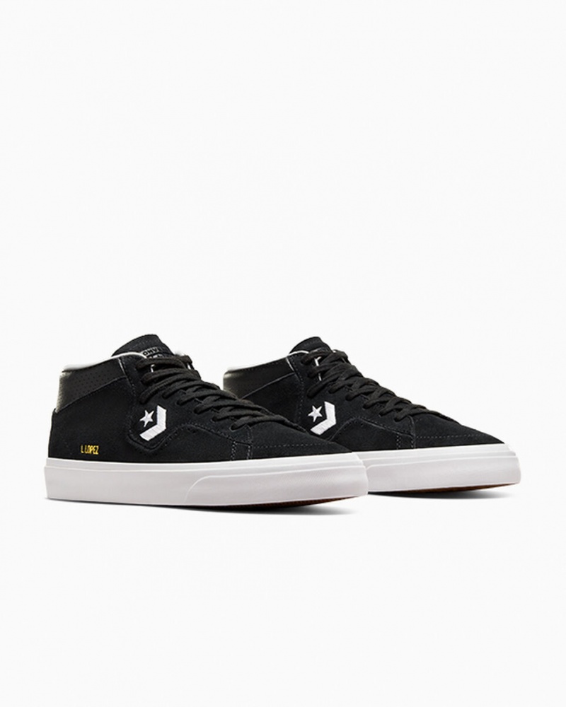 Converse CONS Louie Lopez Pro Mid Negras Negras Blancas | 930-AITVXG