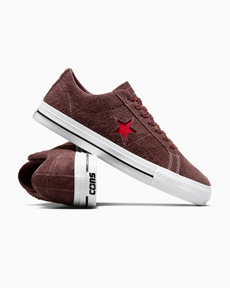 Converse CONS One Star Pro Marrones Blancas Rojas | 905-IABFTH