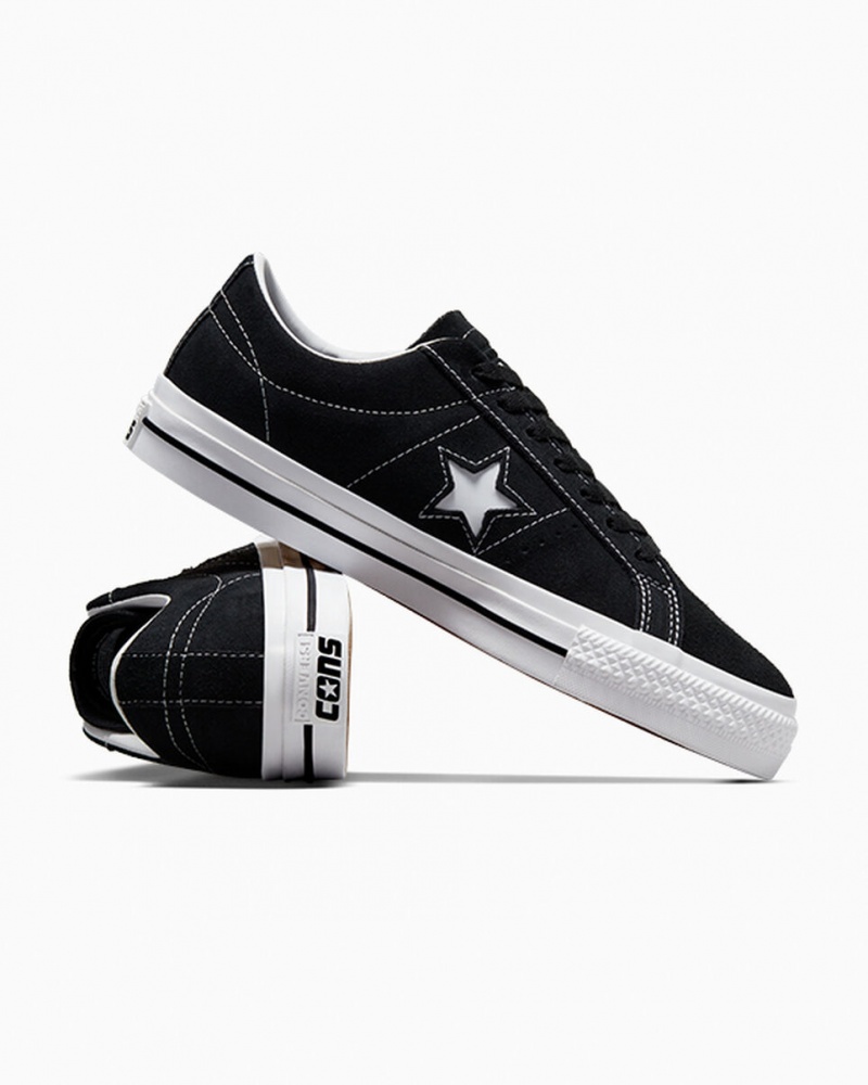 Converse CONS One Star Pro Negras Negras Blancas | 375-QWNFBY