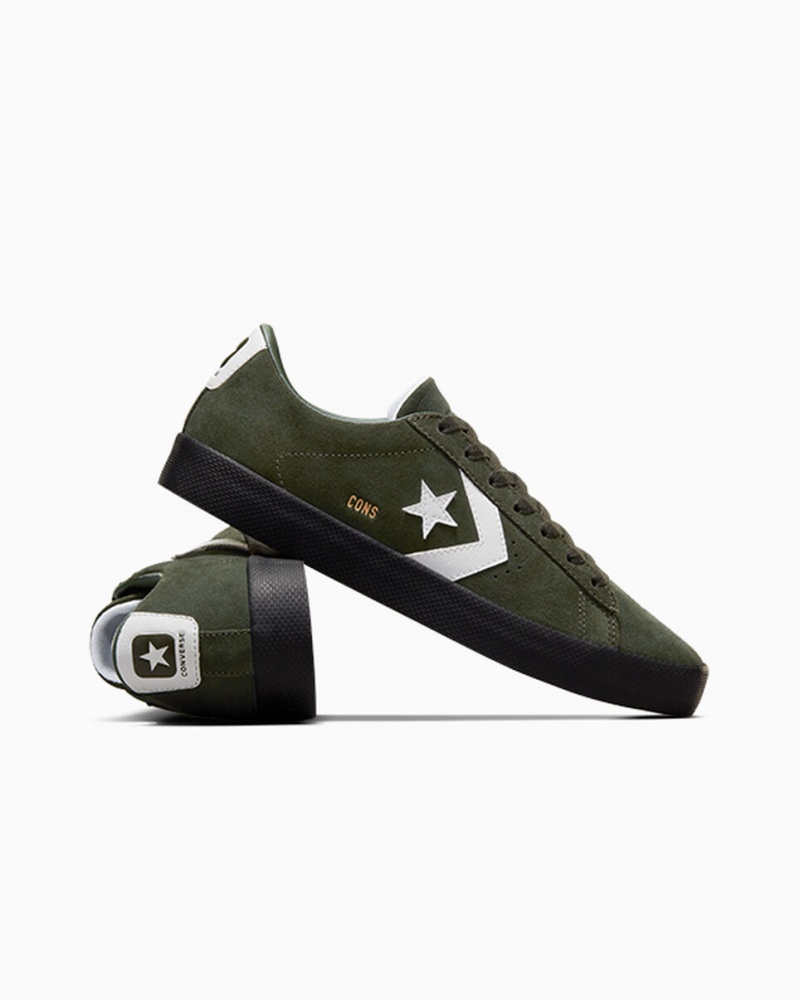 Converse CONS PL Vulc Pro Gamuza Verde Blancas Negras | 725-GUFTBR