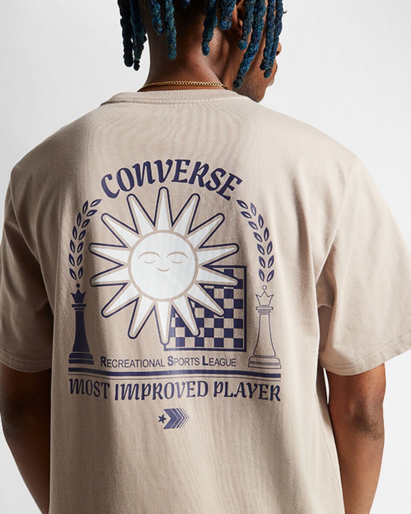 Converse Chess League Estampadas T-Shirt Wonder Stone | 297-PHULYQ