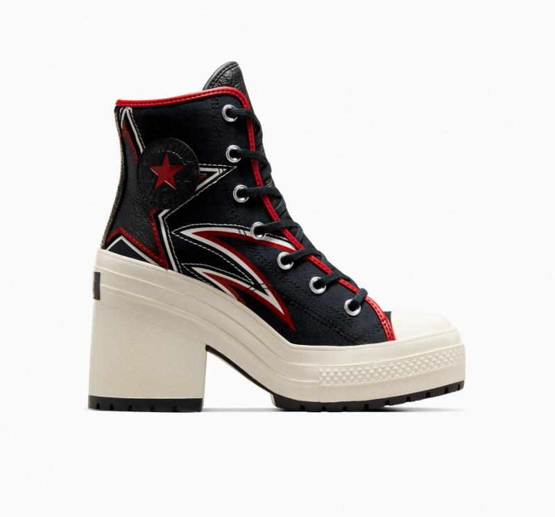 Converse Chuck 70 De Luxe Heel Moto Negras Rojas | 436-ZTYHUB