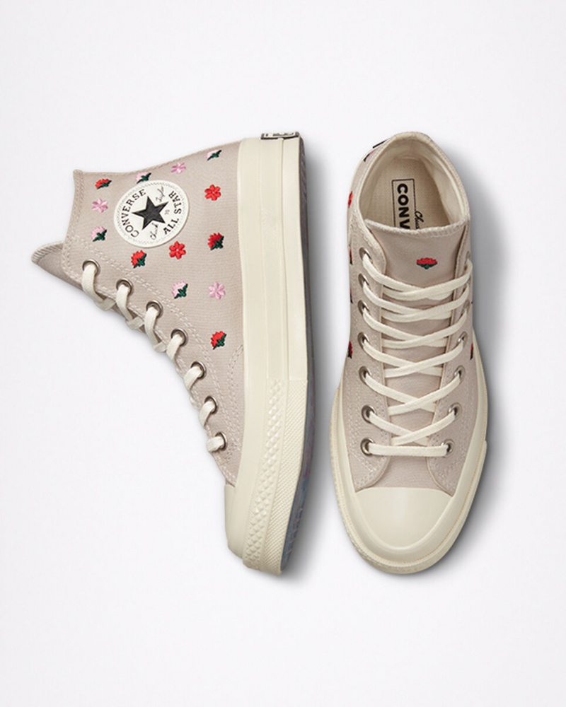 Converse Chuck 70 Floral Embroidery Desert Sand / Egret | 072-FNHWVY