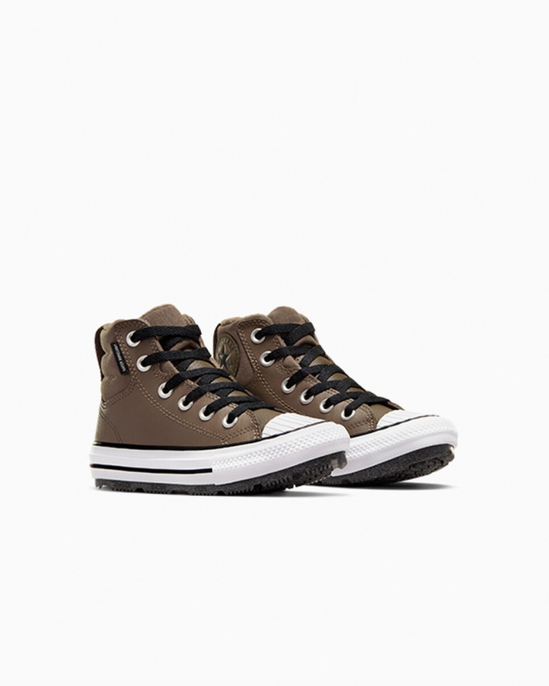 Converse Chuck Taylor All Star Berkshire Boot Cuero Negras Blancas | 490-SZXKDA