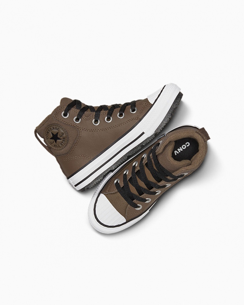 Converse Chuck Taylor All Star Berkshire Boot Cuero Negras Blancas | 490-SZXKDA