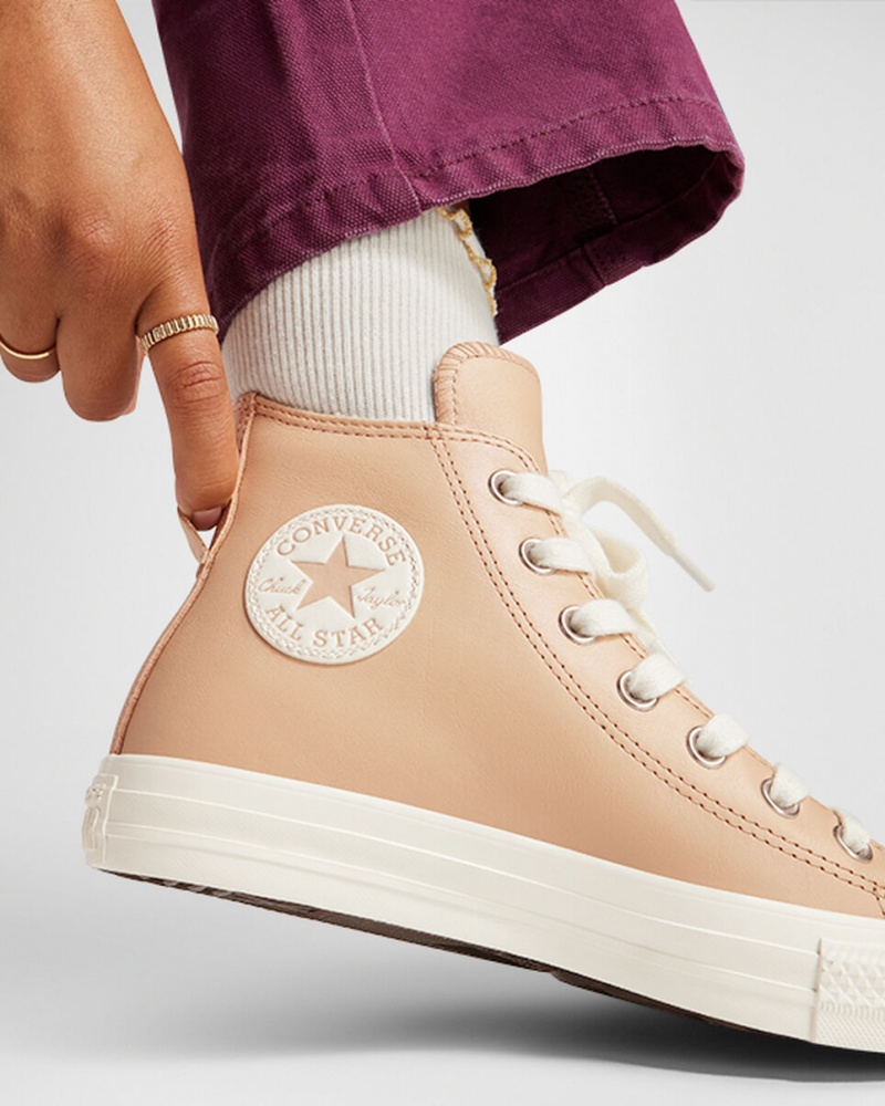 Converse Chuck Taylor All Star Cuero Faux Fur Lining Epic Dune / Egret / Egret | 962-IEDGJT