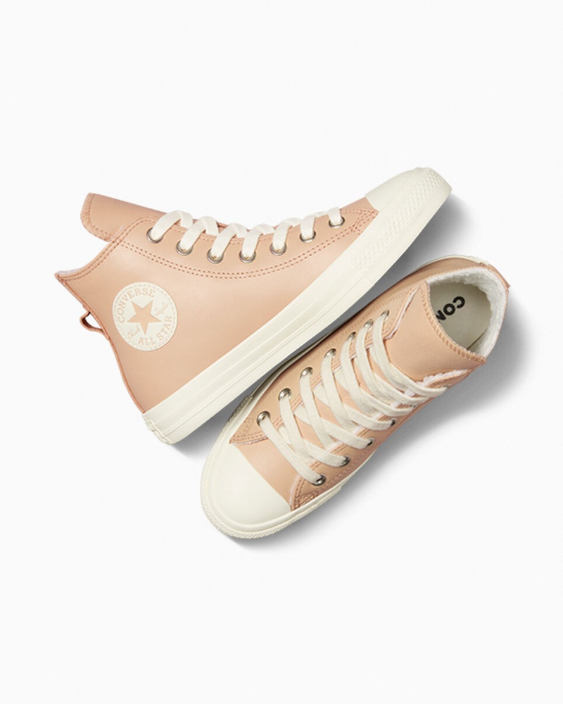 Converse Chuck Taylor All Star Cuero Faux Fur Lining Epic Dune / Egret / Egret | 962-IEDGJT