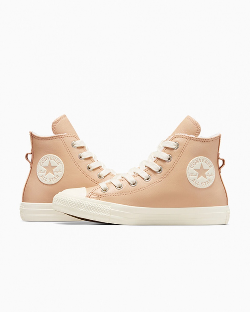 Converse Chuck Taylor All Star Cuero Faux Fur Lining Epic Dune / Egret / Egret | 962-IEDGJT