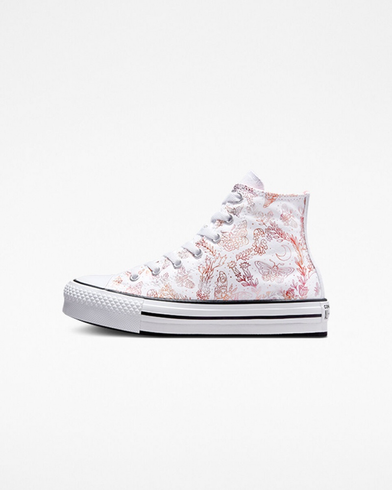 Converse Chuck Taylor All Star EVA Lift Plataforma Butterfly Shine Blancas Rosas Negras | 652-OPJZEL