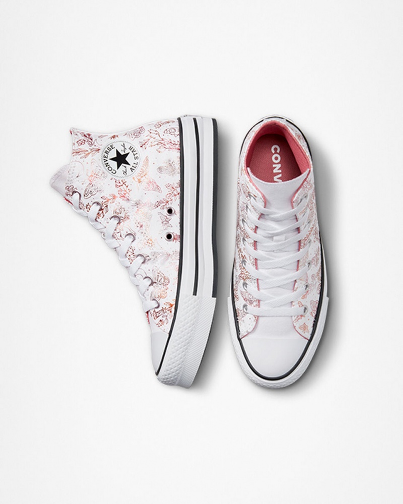 Converse Chuck Taylor All Star EVA Lift Plataforma Butterfly Shine Blancas Rosas Negras | 652-OPJZEL