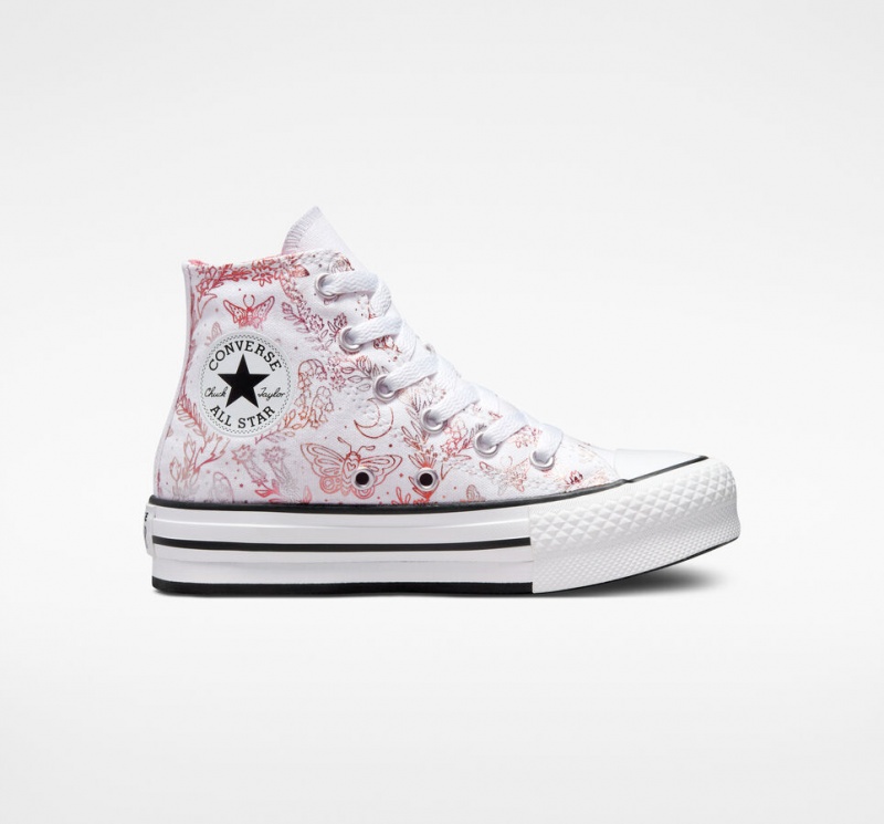 Converse Chuck Taylor All Star EVA Lift Plataforma Butterfly Shine Blancas Rosas Negras | 924-MPGZJL