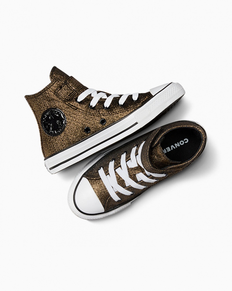 Converse Chuck Taylor All Star Easy On Sparkle Negras Doradas Blancas | 103-QEVCRF