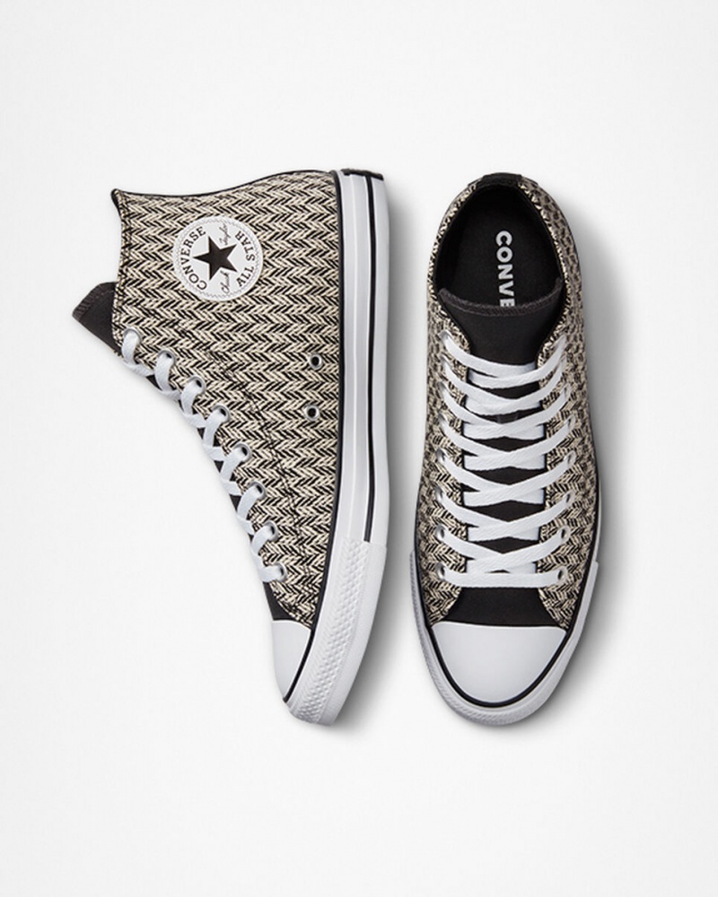 Converse Chuck Taylor All Star Herringbone Negras Blancas | 051-QUDTYZ