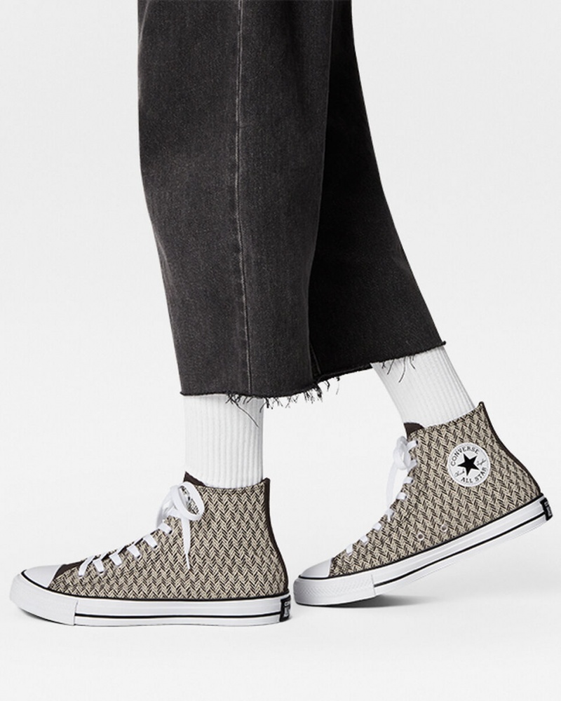 Converse Chuck Taylor All Star Herringbone Negras Blancas | 051-QUDTYZ