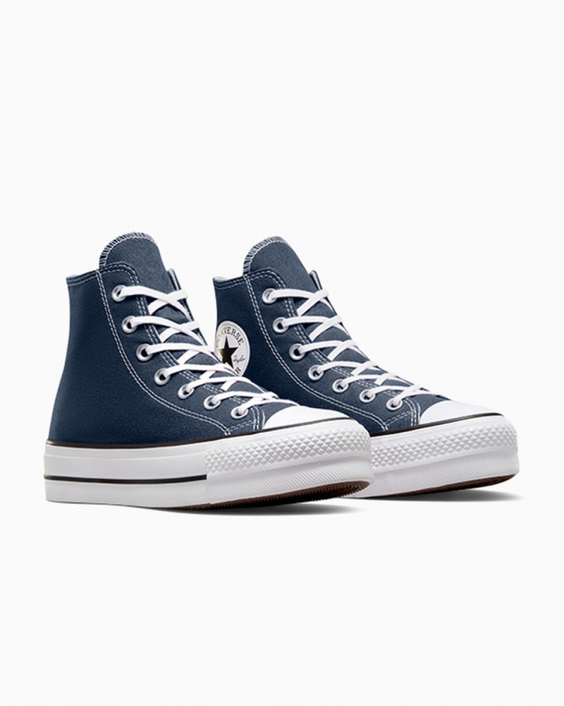 Converse Chuck Taylor All Star Lift Plataforma Azul Marino Blancas Negras | 687-QLJRKI