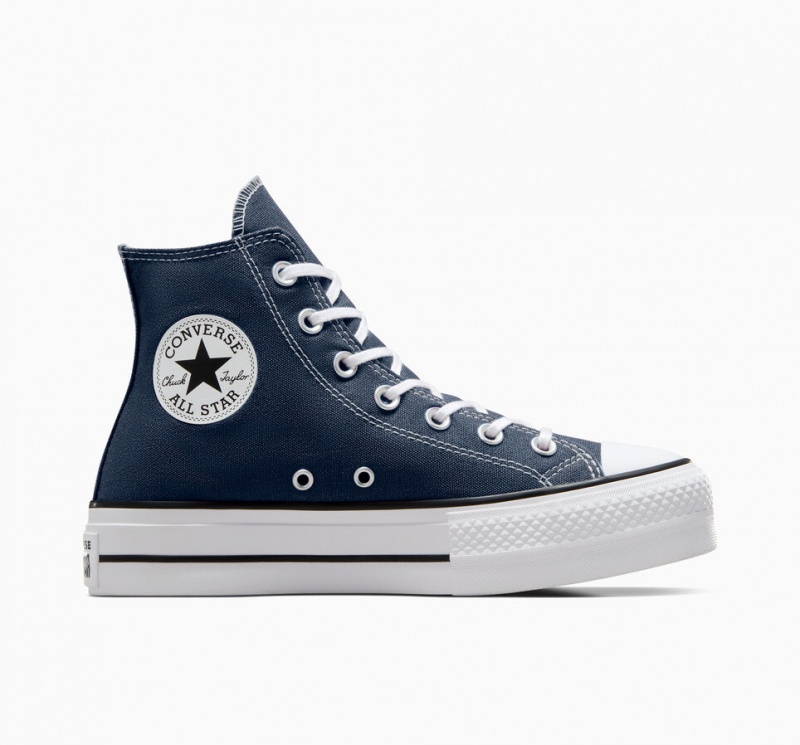 Converse Chuck Taylor All Star Lift Plataforma Azul Marino Blancas Negras | 687-QLJRKI