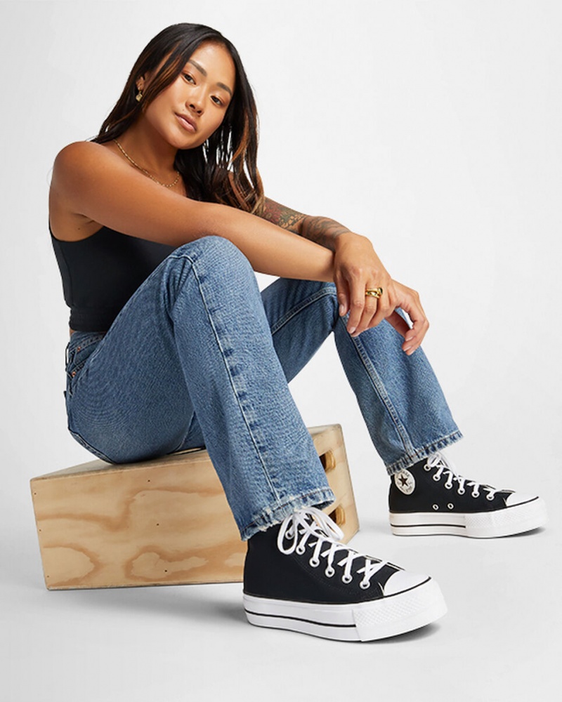 Converse Chuck Taylor All Star Lift Plataforma Negras Blancas Blancas | 064-GIASBL