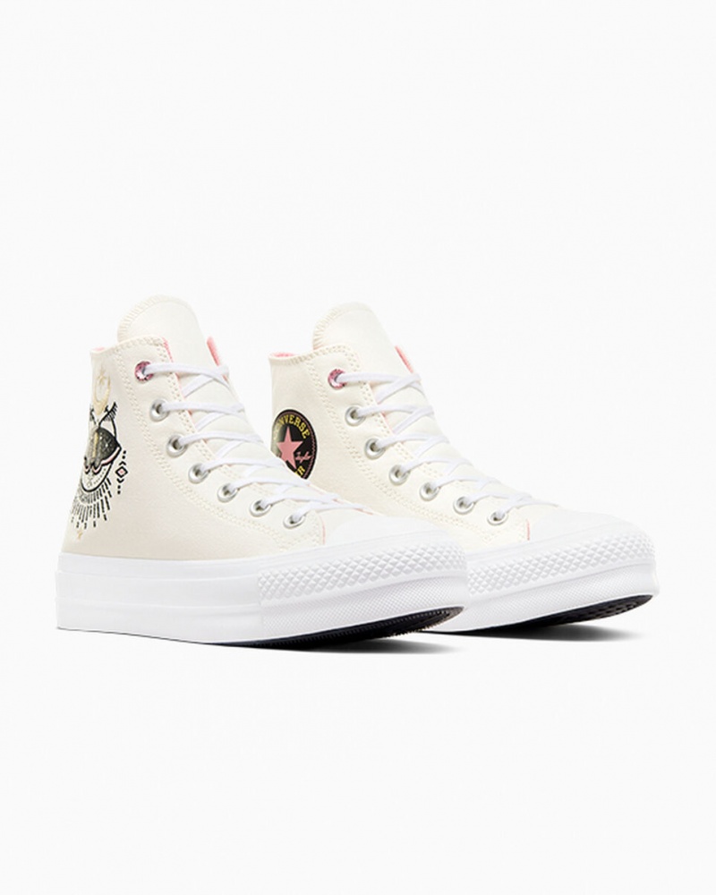 Converse Chuck Taylor All Star Lift Plataforma Alchemy Embroidery Negras Rosas | 457-MPKBUD