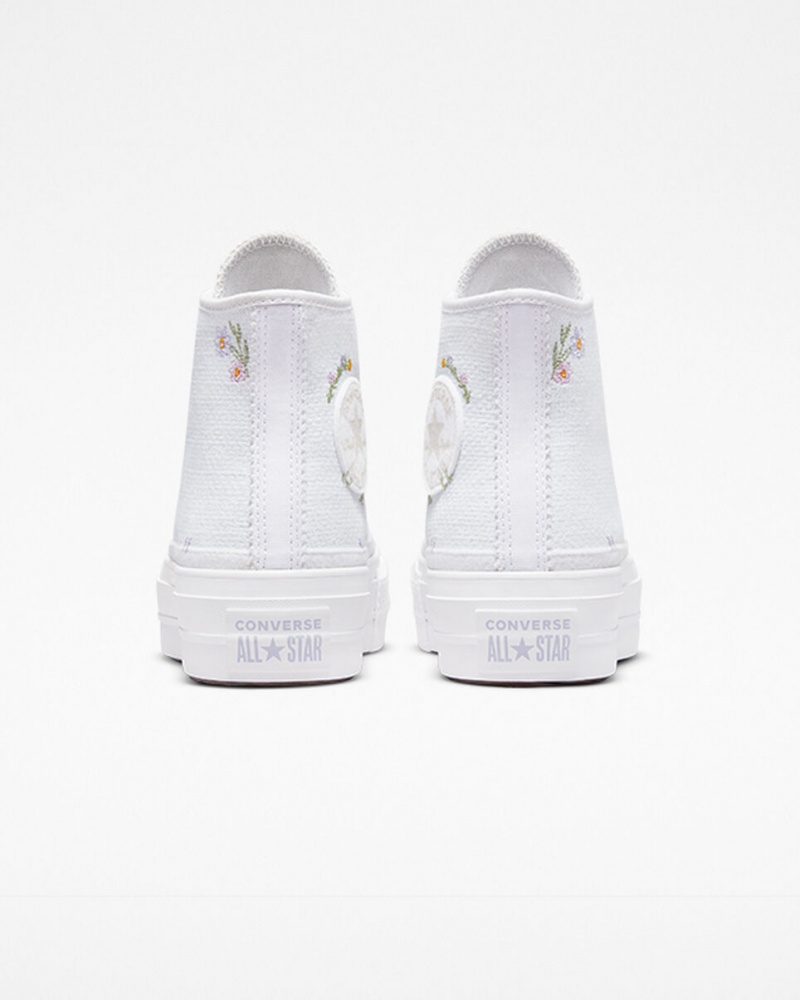 Converse Chuck Taylor All Star Lift Plataforma Autumn Embroidery Blancas | 391-KJANRX