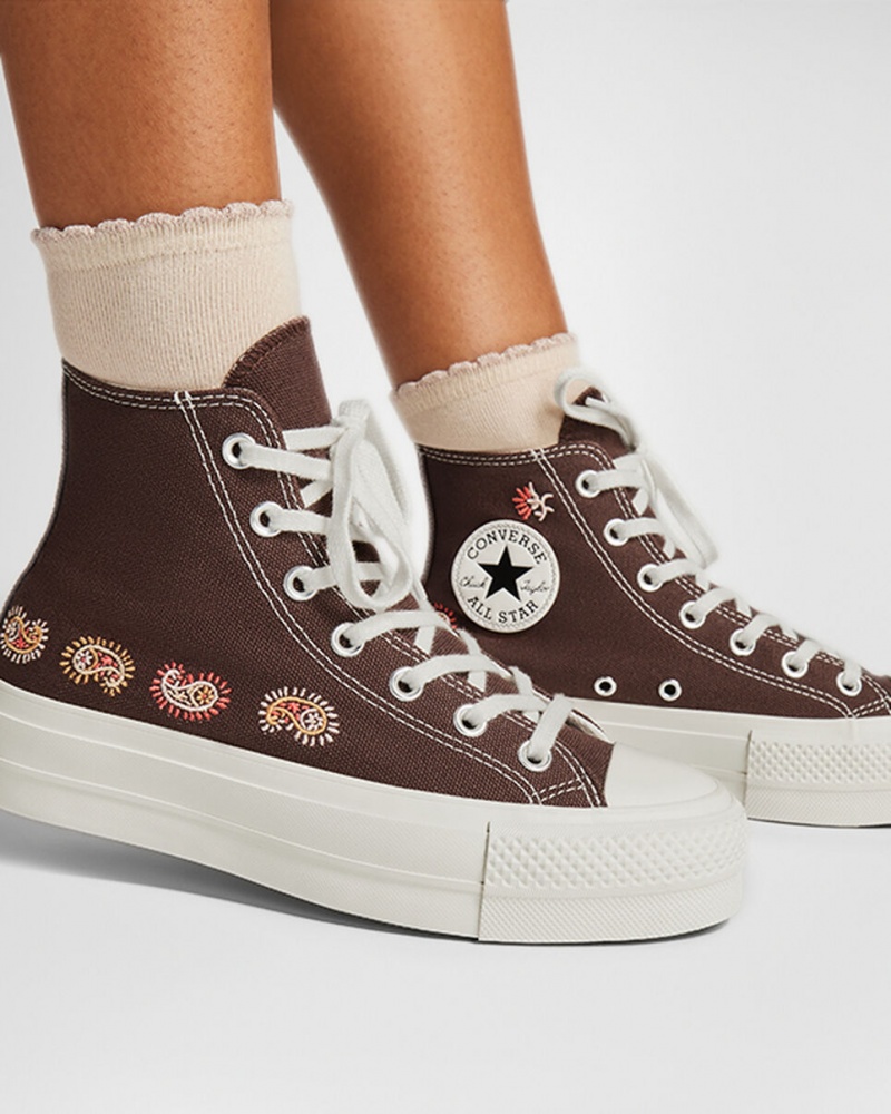 Converse Chuck Taylor All Star Lift Plataforma Crafted Evolution Marrones Rosas | 957-OGJATC