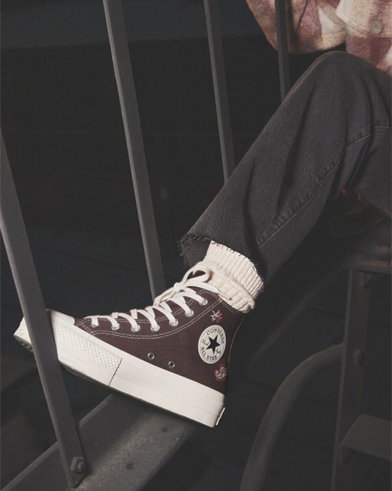 Converse Chuck Taylor All Star Lift Plataforma Crafted Evolution Marrones Rosas | 957-OGJATC