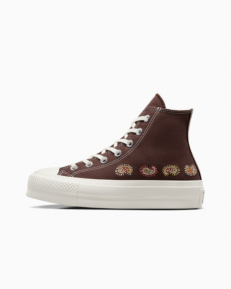 Converse Chuck Taylor All Star Lift Plataforma Crafted Evolution Marrones Rosas | 957-OGJATC