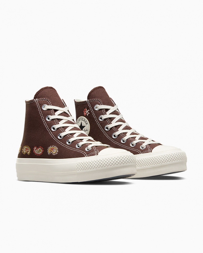 Converse Chuck Taylor All Star Lift Plataforma Crafted Evolution Marrones Rosas | 957-OGJATC