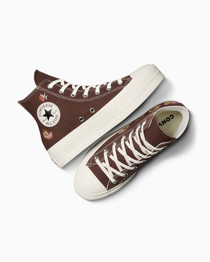 Converse Chuck Taylor All Star Lift Plataforma Crafted Evolution Marrones Rosas | 957-OGJATC