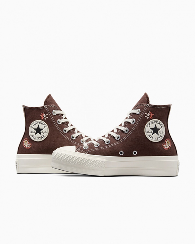 Converse Chuck Taylor All Star Lift Plataforma Crafted Evolution Marrones Rosas | 957-OGJATC