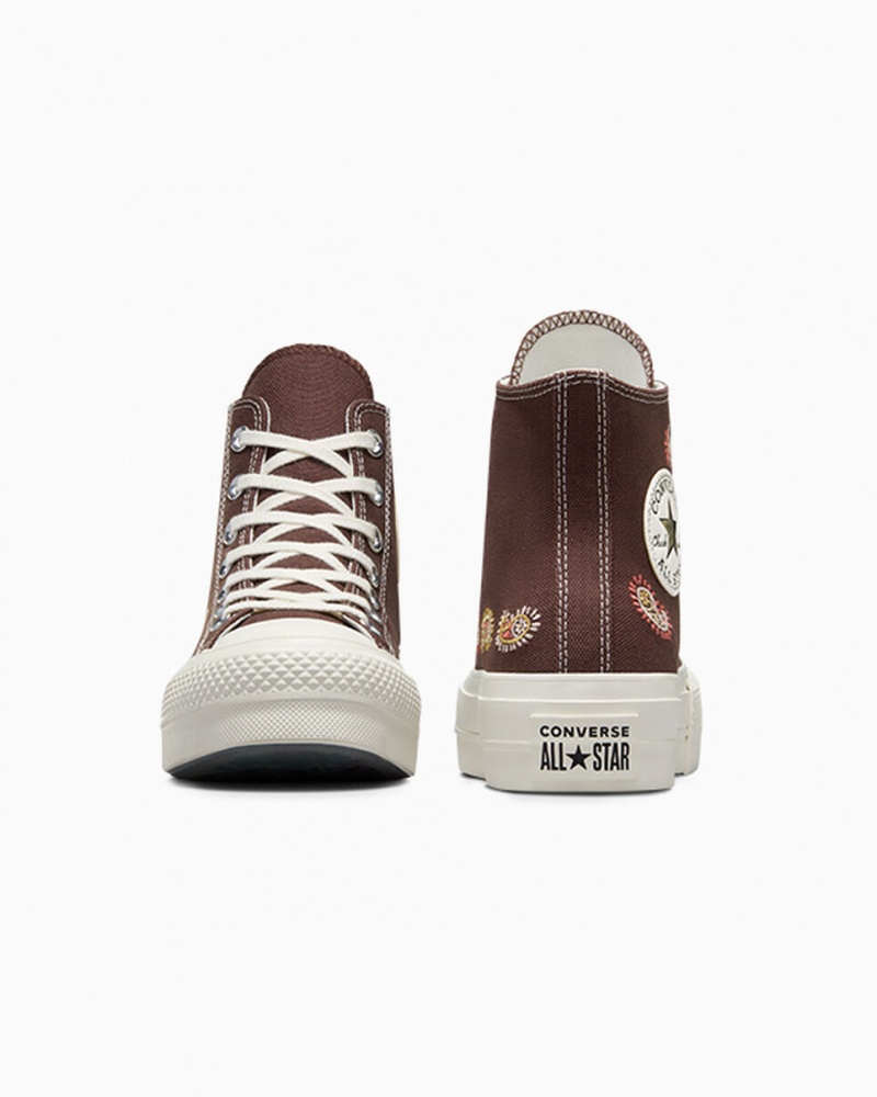 Converse Chuck Taylor All Star Lift Plataforma Crafted Evolution Marrones Rosas | 957-OGJATC