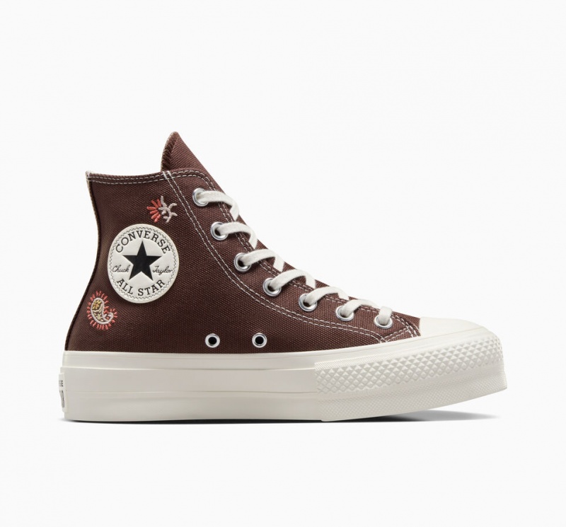 Converse Chuck Taylor All Star Lift Plataforma Crafted Evolution Marrones Rosas | 957-OGJATC