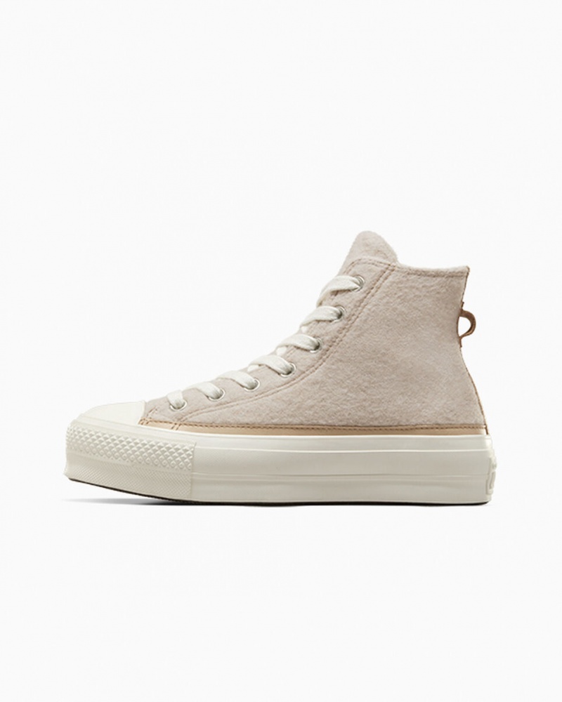 Converse Chuck Taylor All Star Lift Plataforma Faux Mohair Egret / Epic Dune / Egret | 501-BRUPSO