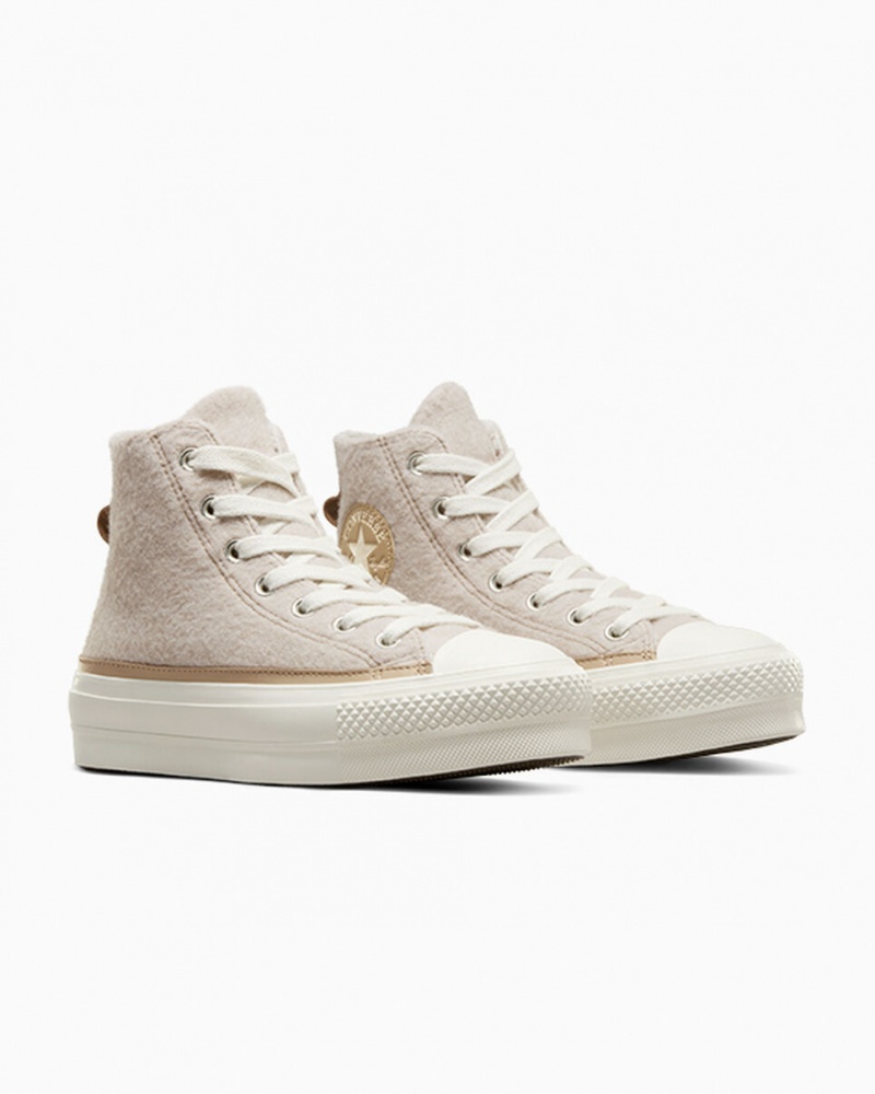 Converse Chuck Taylor All Star Lift Plataforma Faux Mohair Egret / Epic Dune / Egret | 501-BRUPSO