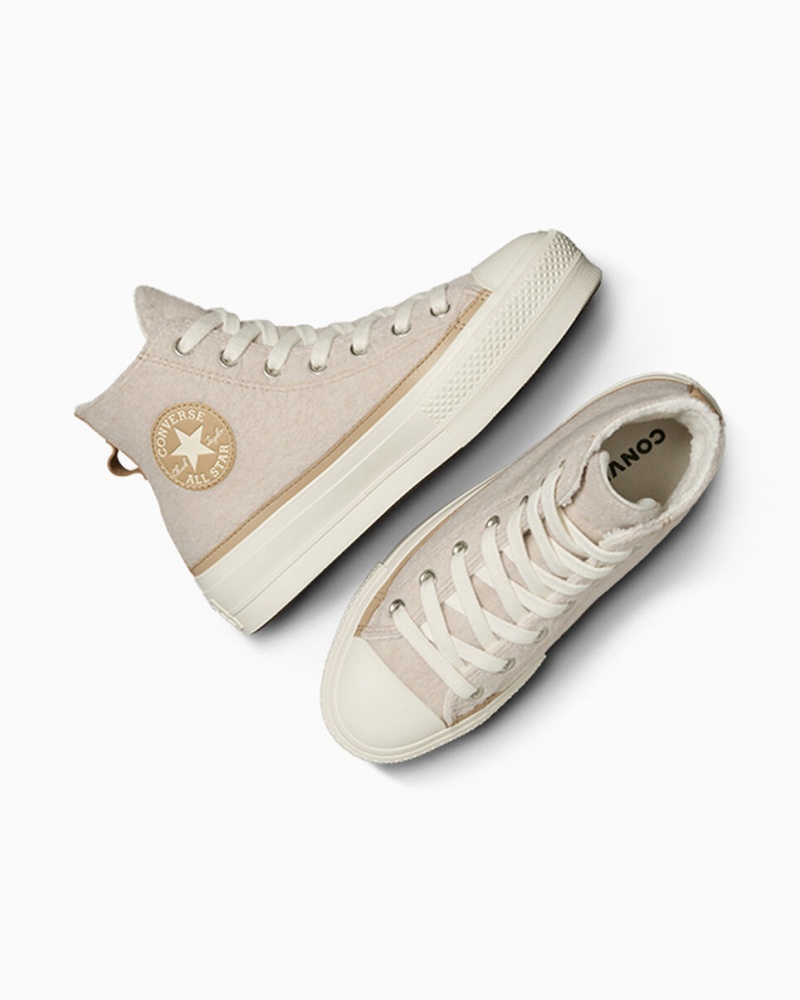 Converse Chuck Taylor All Star Lift Plataforma Faux Mohair Egret / Epic Dune / Egret | 501-BRUPSO